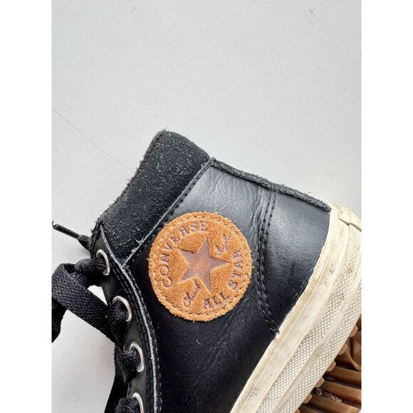 Kids' CONVERSE Chuck Taylor PC Black/Burnt Caramel Leather Boot Sneakers, Size 1 - Picture 13 of 16